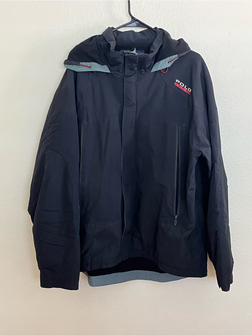 Vintage Polo Sport Ralph Lauren Waterproof Windbreaker Dark Navy Blue Size Large